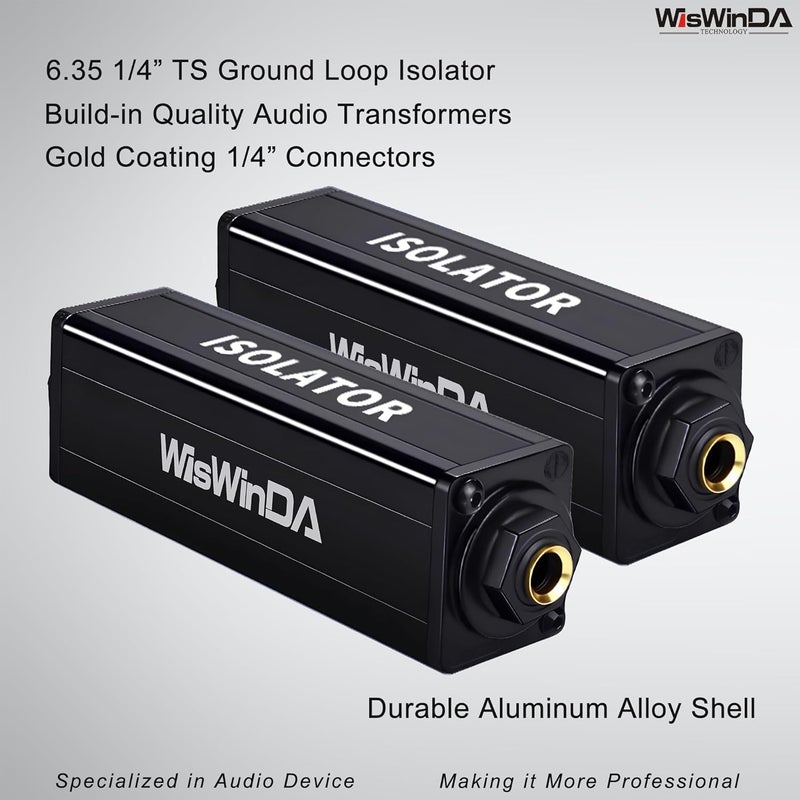 WisWinDa Store Pro TS-1 Audio and Microphone Hum Eliminator TS 1/4inch 6.35 Ground Loop Isolator for Home/Office Audio Systems Noise Filter(PRO TS/TRS-1) - Image 2